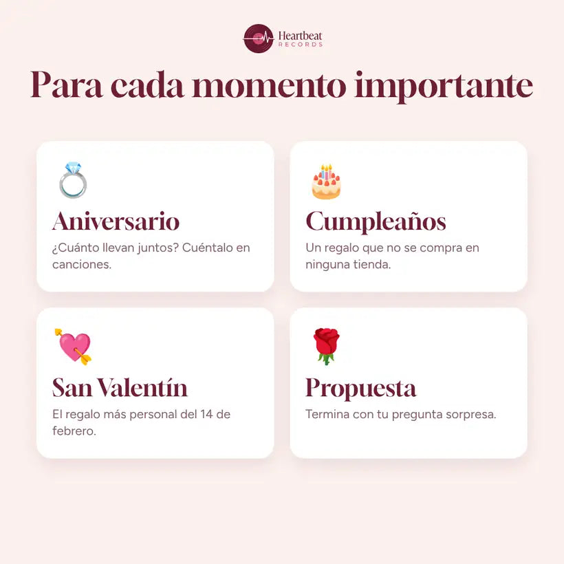 Nuestro Disco para aniversario, cumpleaños, San Valentín y propuesta