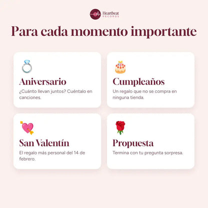Nuestro Disco para aniversario, cumpleaños, San Valentín y propuesta